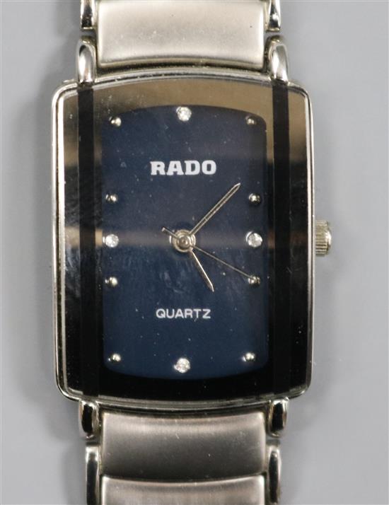 A stainless steel Rado Jubile quartz wristwatch.